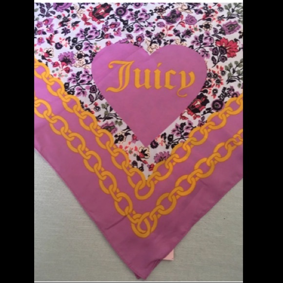 💓Juicy Couture Floral Pink Gold Chain Scarf Cover - Picture 3 of 10